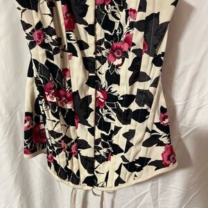 Charlotte Russe Floral Corset - Black and Pink
